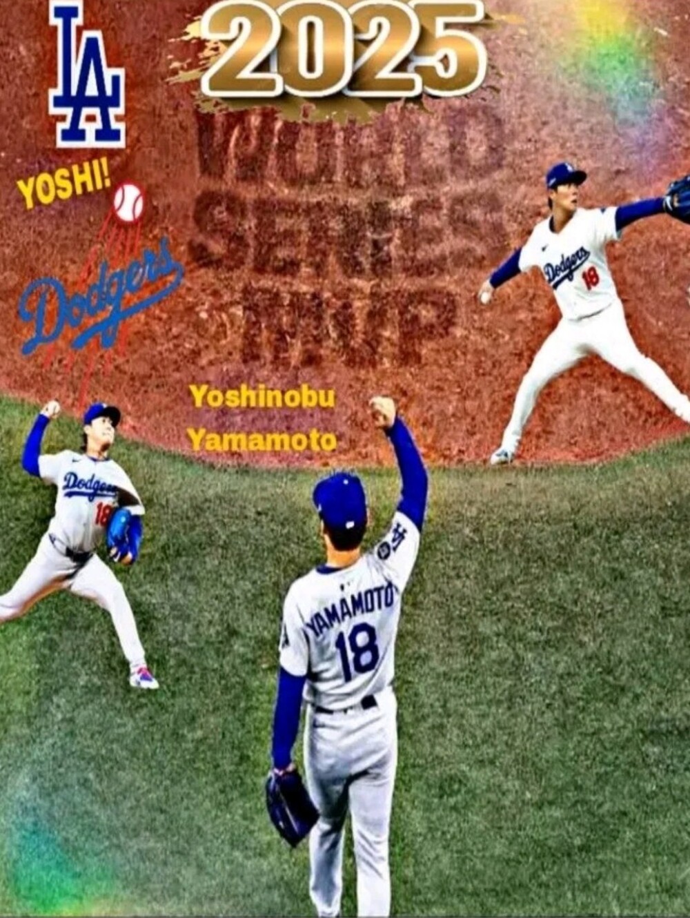 YOSHI 2025 MVP LOS ANGELES DODGERS SELF CREATED ORIGINAL ART 8.5x11 MLB POSTER!